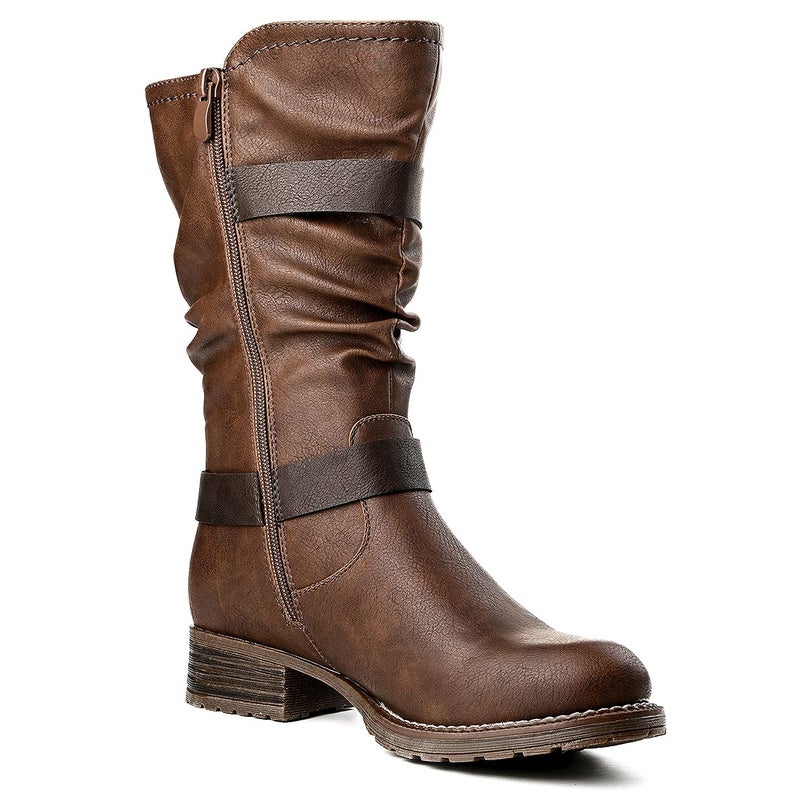 GLOBALWIN Mid-Calf Brown Comfortable Fashion Dress Boots For Women Low Heel Size 9M - Image 3